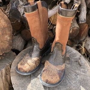 ARIAT RODEO BABY Western Leather Boots Zippers Tooling